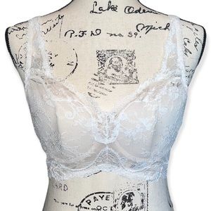 VICTORIA’S SECRET Dream Angels Lined Demi White Lace Bra Size 32DD / 32E